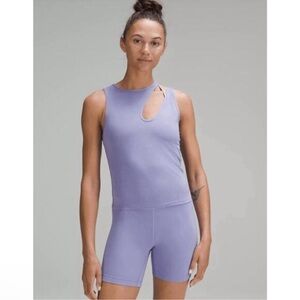 Lululemon Shoulder Cut Out Yoga Tank Top Dark Lavender Purple Size 2